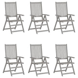 Garden Reclining Chairs 6 pcs with Cushions Solid Acacia Wood - Front View