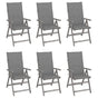 Garden Reclining Chairs 6 pcs with Cushions Solid Acacia Wood