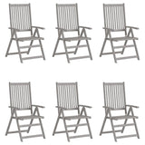 Garden Reclining Chairs 6 pcs with Cushions Solid Acacia Wood - Front View