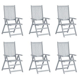 Garden Reclining Chairs 6 pcs with Cushions Solid Acacia Wood