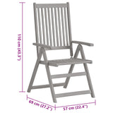 Garden Reclining Chairs 6 pcs with Cushions Solid Acacia Wood - Extra Image