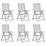 Garden Reclining Chairs 6 pcs with Cushions Solid Acacia Wood - Front View