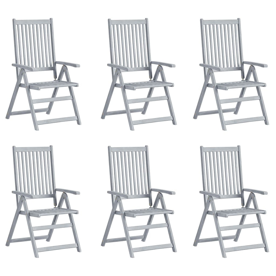 Garden Reclining Chairs 6 pcs with Cushions Solid Acacia Wood