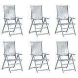 Garden Reclining Chairs 6 pcs with Cushions Solid Acacia Wood - Front View