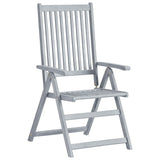 Garden Reclining Chairs 6 pcs with Cushions Solid Acacia Wood - Side View