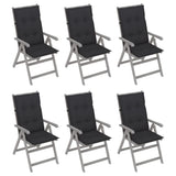 Garden Reclining Chairs 6 pcs with Cushions Solid Acacia Wood