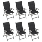 Garden Reclining Chairs 6 pcs with Cushions Solid Acacia Wood