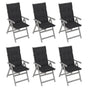 Garden Reclining Chairs 6 pcs with Cushions Solid Acacia Wood