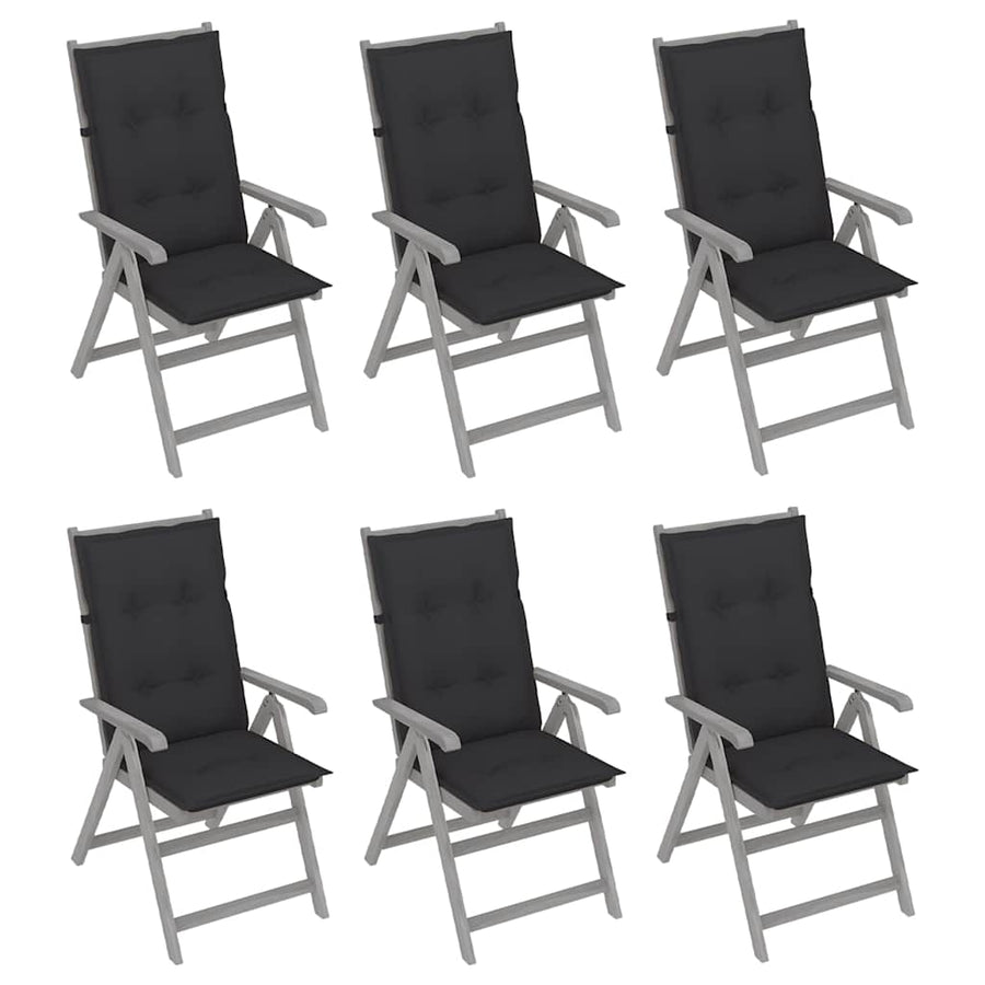 Garden Reclining Chairs 6 pcs with Cushions Solid Acacia Wood