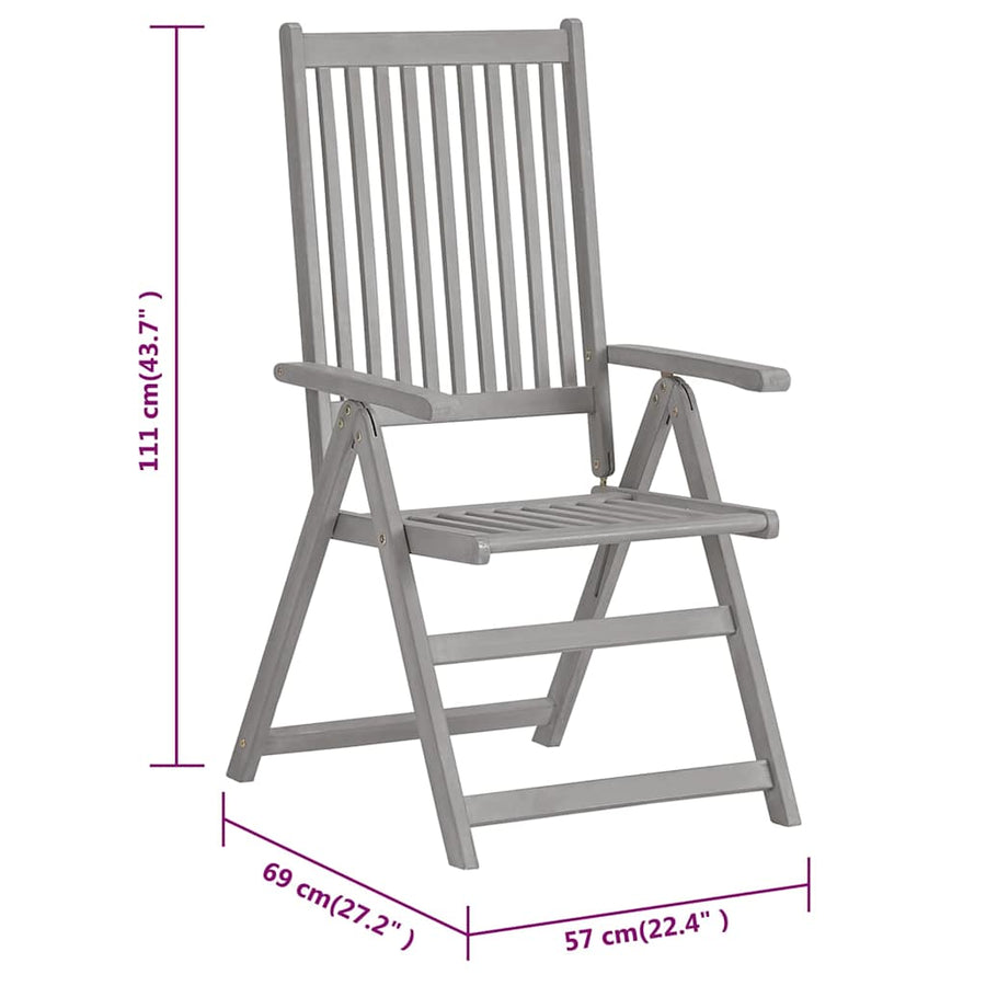 Garden Reclining Chairs 6 pcs with Cushions Solid Acacia Wood
