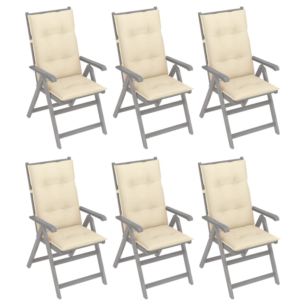 Garden Reclining Chairs 6 pcs with Cushions Solid Acacia Wood
