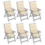 Garden Reclining Chairs 6 pcs with Cushions Solid Acacia Wood