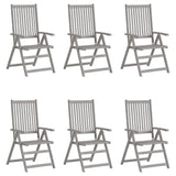 Garden Reclining Chairs 6 pcs with Cushions Solid Acacia Wood - Front View