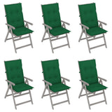 Garden Reclining Chairs 6 pcs with Cushions Solid Acacia Wood