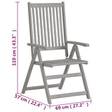Garden Reclining Chairs 6 pcs with Cushions Solid Acacia Wood