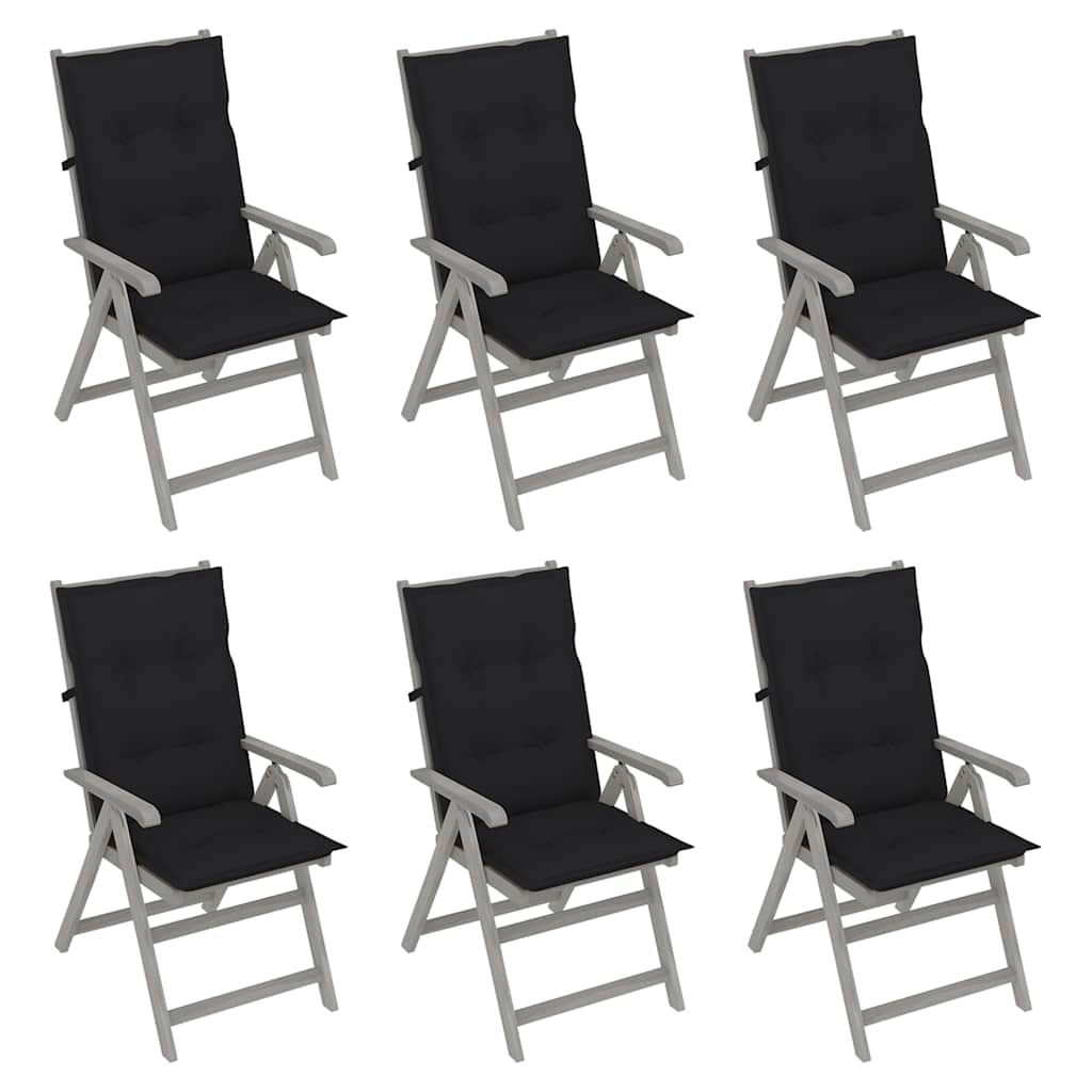 Garden Reclining Chairs 6 pcs with Cushions Solid Acacia Wood