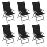 Garden Reclining Chairs 6 pcs with Cushions Solid Acacia Wood
