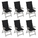 Garden Reclining Chairs 6 pcs with Cushions Solid Acacia Wood