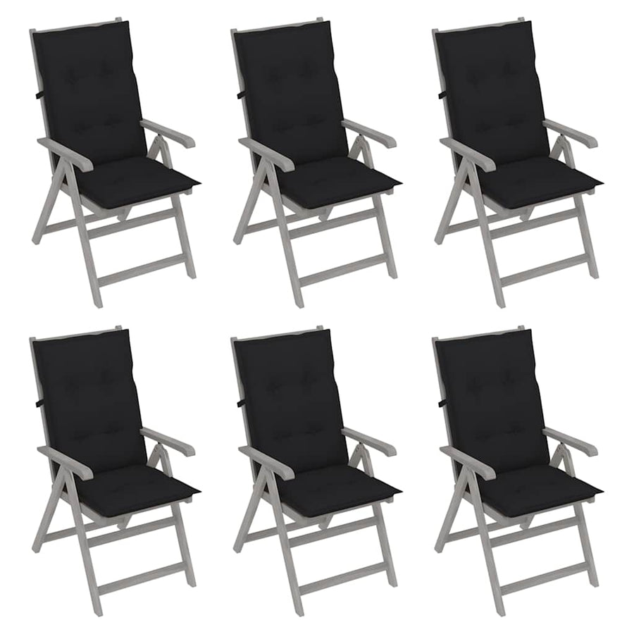 Garden Reclining Chairs 6 pcs with Cushions Solid Acacia Wood
