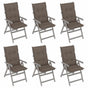 Garden Reclining Chairs 6 pcs with Cushions Solid Acacia Wood