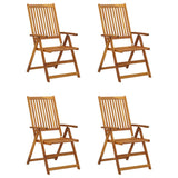 Garden Reclining Chairs 4 pcs with Cushions Solid Acacia Wood - Front View