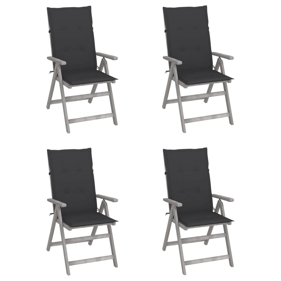 Garden Reclining Chairs 4 pcs with Cushions Solid Acacia Wood