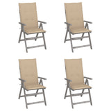 Garden Reclining Chairs 4 pcs with Cushions Solid Wood Acacia