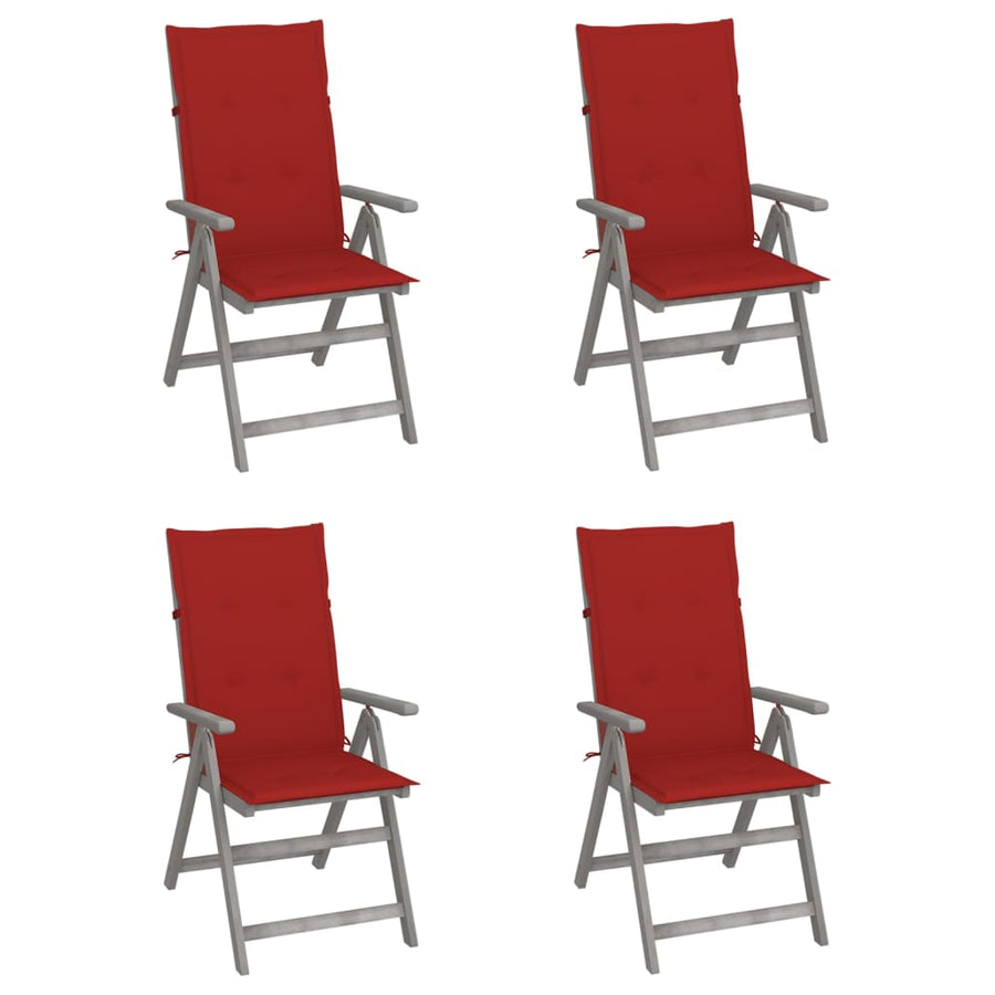 Garden Reclining Chairs 4 pcs with Cushions Solid Acacia Wood