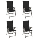 Garden Reclining Chairs 4 pcs with Cushions Solid Wood Acacia