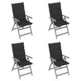 Garden Reclining Chairs 4 pcs with Cushions Solid Acacia Wood