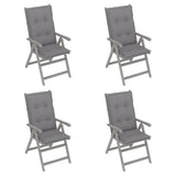 Garden Reclining Chairs 4 pcs with Cushions Solid Acacia Wood