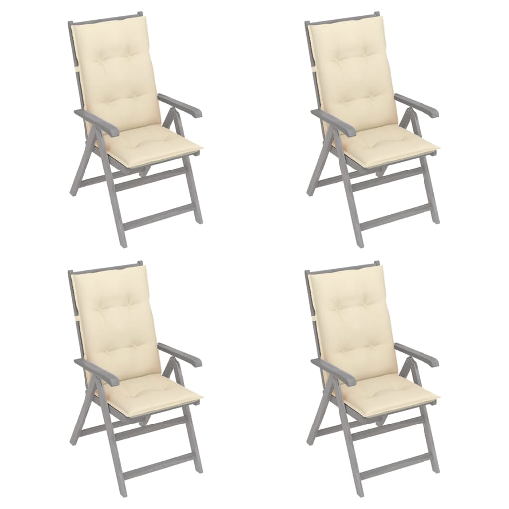 Garden Reclining Chairs 4 pcs with Cushions Solid Acacia Wood