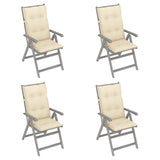 Garden Reclining Chairs 4 pcs with Cushions Solid Acacia Wood