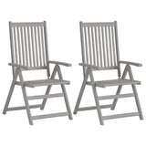 Garden Reclining Chairs 4 pcs with Cushions Solid Acacia Wood - Front View