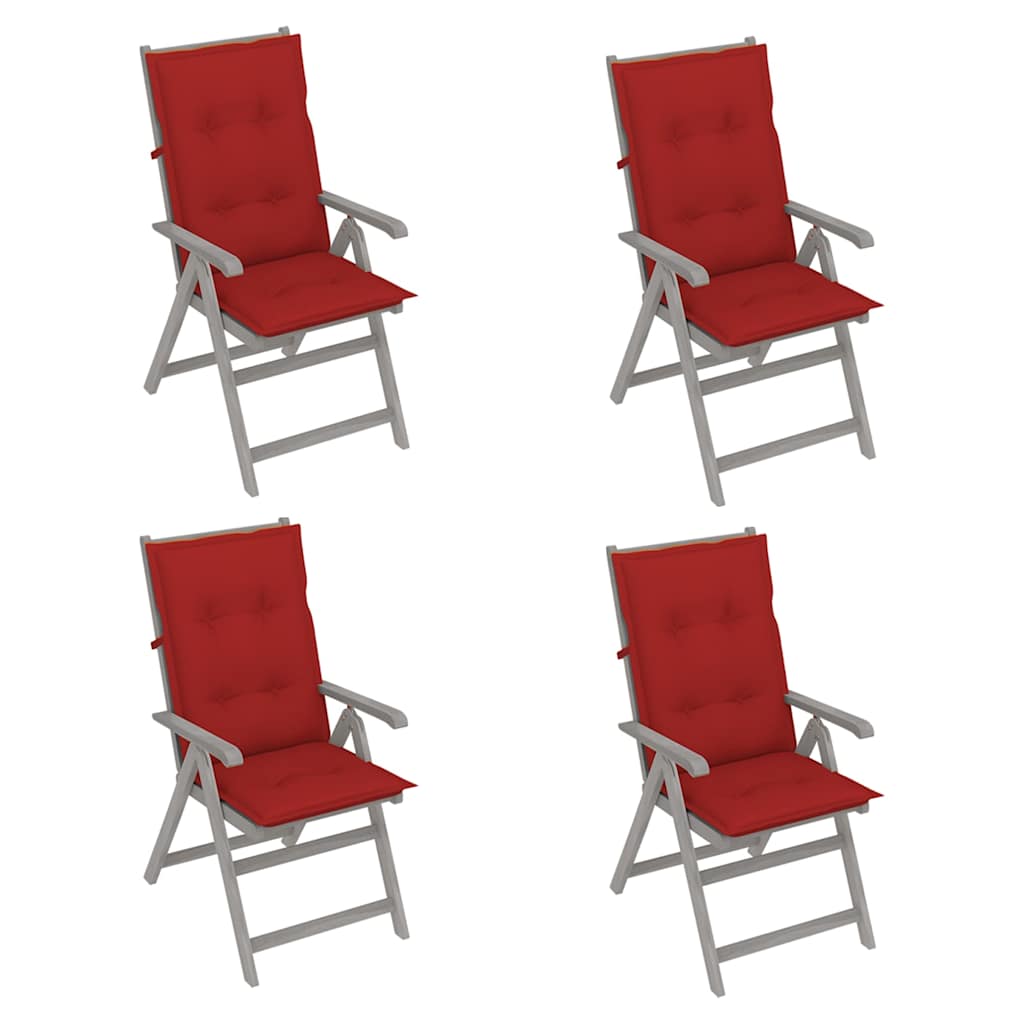 Garden Reclining Chairs 4 pcs with Cushions Solid Acacia Wood