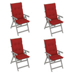 Garden Reclining Chairs 4 pcs with Cushions Solid Acacia Wood