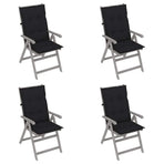 Garden Reclining Chairs 4 pcs with Cushions Solid Acacia Wood