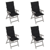 Garden Reclining Chairs 4 pcs with Cushions Solid Acacia Wood