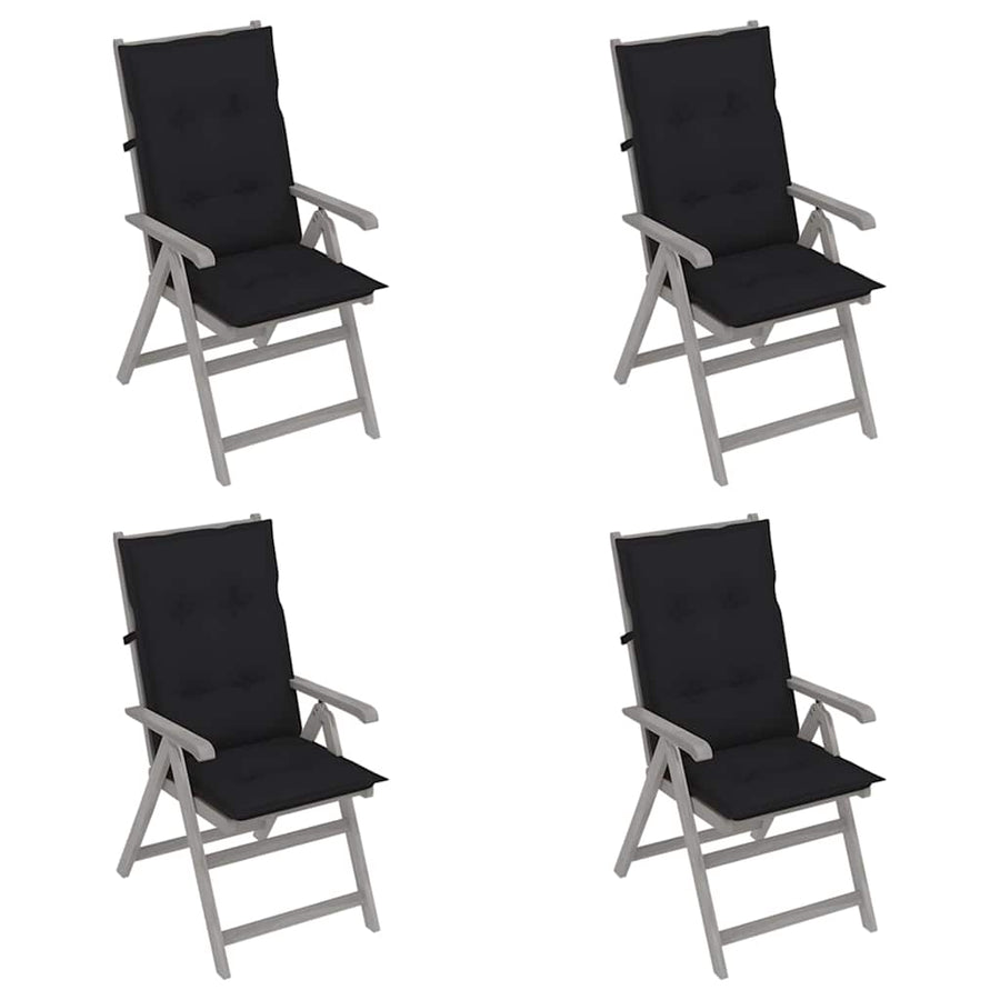 Garden Reclining Chairs 4 pcs with Cushions Solid Acacia Wood