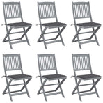 Folding Chairs 6 pcs with Cushions Solid Acacia Wood