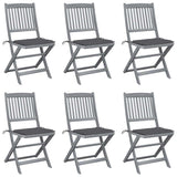 Folding Outdoor Chairs 6 pcs with Cushions Solid Acacia Wood