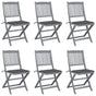 Folding Chairs 6 pcs with Cushions Solid Acacia Wood