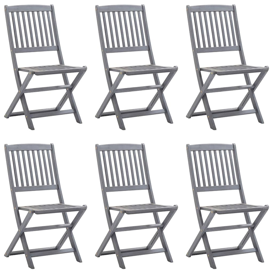 Folding Chairs 6 pcs with Cushions Solid Acacia Wood