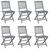 Folding Outdoor Chairs 6 pcs with Cushions Solid Acacia Wood