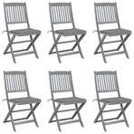Folding Chairs 6 pcs with Cushions Solid Acacia Wood