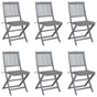 Folding Chairs 6 pcs with Cushions Solid Acacia Wood