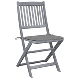 Folding Outdoor Chairs 6 pcs with Cushions Solid Acacia Wood - Front View