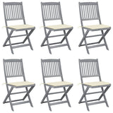 Folding Outdoor Chairs 6 pcs with Cushions Solid Acacia Wood