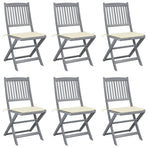Folding Chairs 6 pcs with Cushions Solid Acacia Wood