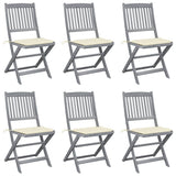 Folding Outdoor Chairs 6 pcs with Cushions Solid Acacia Wood